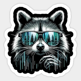 Raccoon Sunglasses Forest Sticker